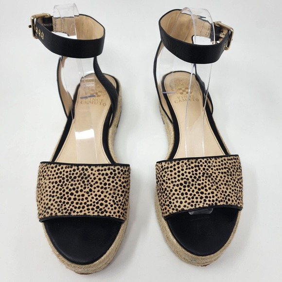 Vince Camuto Espadrille Sandals Women's 8.5 Kathalia Cow Hair Leopard Platform - Picture 3 of 10